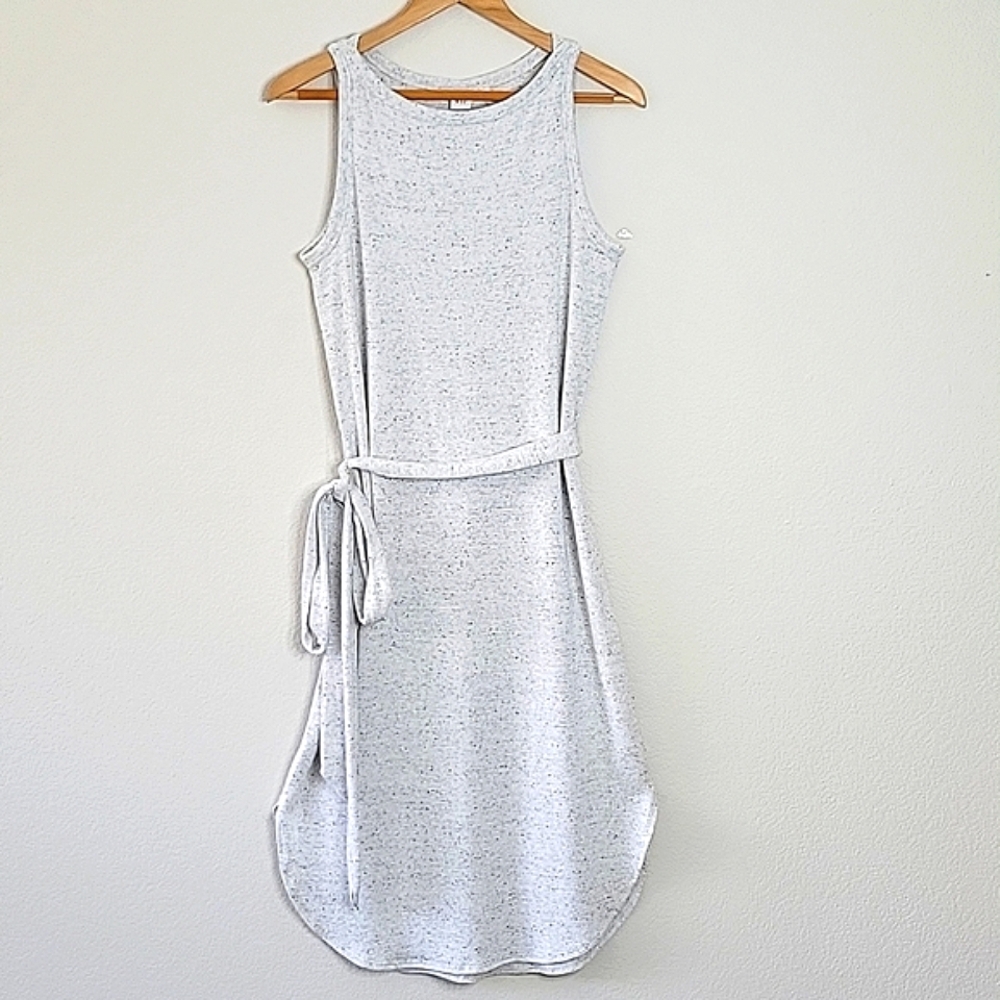 Gap Softspun Gray Speckled Sleeveless Belted Summer Midi Dress Size M Casual
